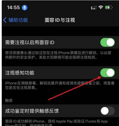 黔西南苹果14维修网点分享iPhone14注视感知功能有什么用 